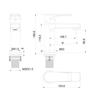 Смеситель для раковины Wonzon & Woghand Blend WW-A40222-MB чёрный матовый